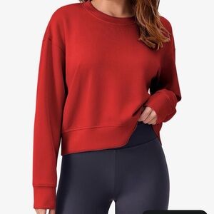 Athleisure Red Crew Neck Sweatshirt